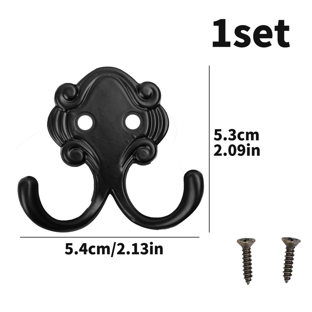 Antique Zinc Alloy Hooks with Screws Wall Mounted Double Head Hook Hanging Clothes Towel Bags Hook Kitchen Bathroom Storage Rack