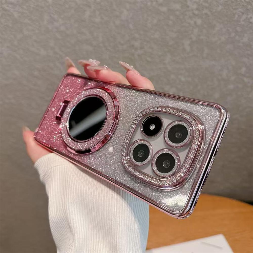 Glitter Diamond Mirror Magnetic Stand Case For Xiaomi Remi Note 14 Pro 5G 13 Pro Plus 12 11 10 Pro 11S 10S 14C 13C A3 4G Cover