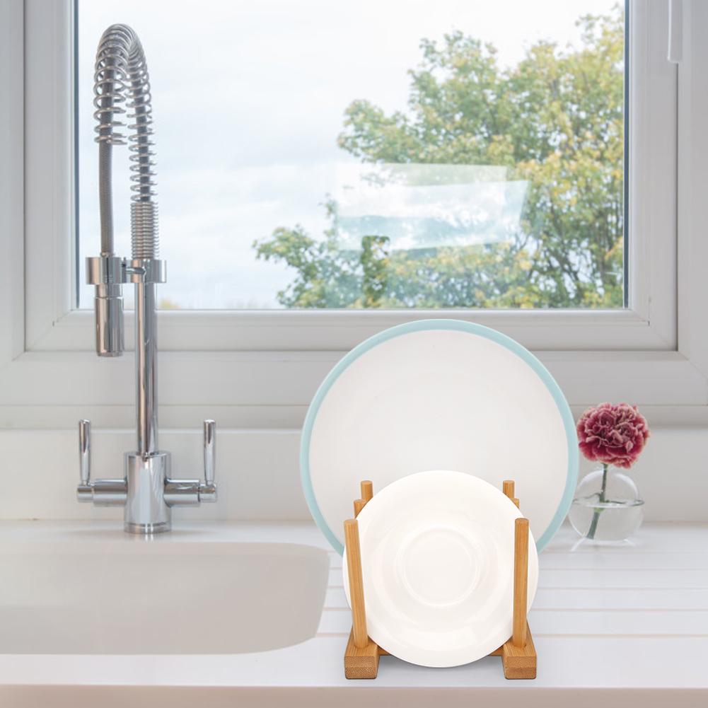 Bamboo Multifunctional Bowl Dish Draining Rack with Table Mat Insulation Pad Kit Kitchen Tool Type 2 1300₽