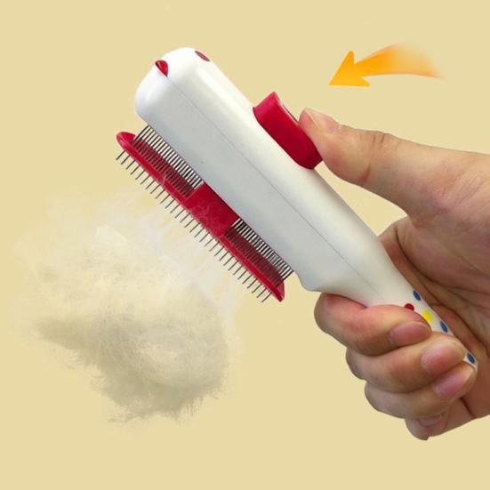 Pet Grooming Comb Self-Cleaning Dog Deshedding Brush Gentle Undercoat Rake for Detangling Dematting Long Matted Fur On Cats And Dogs