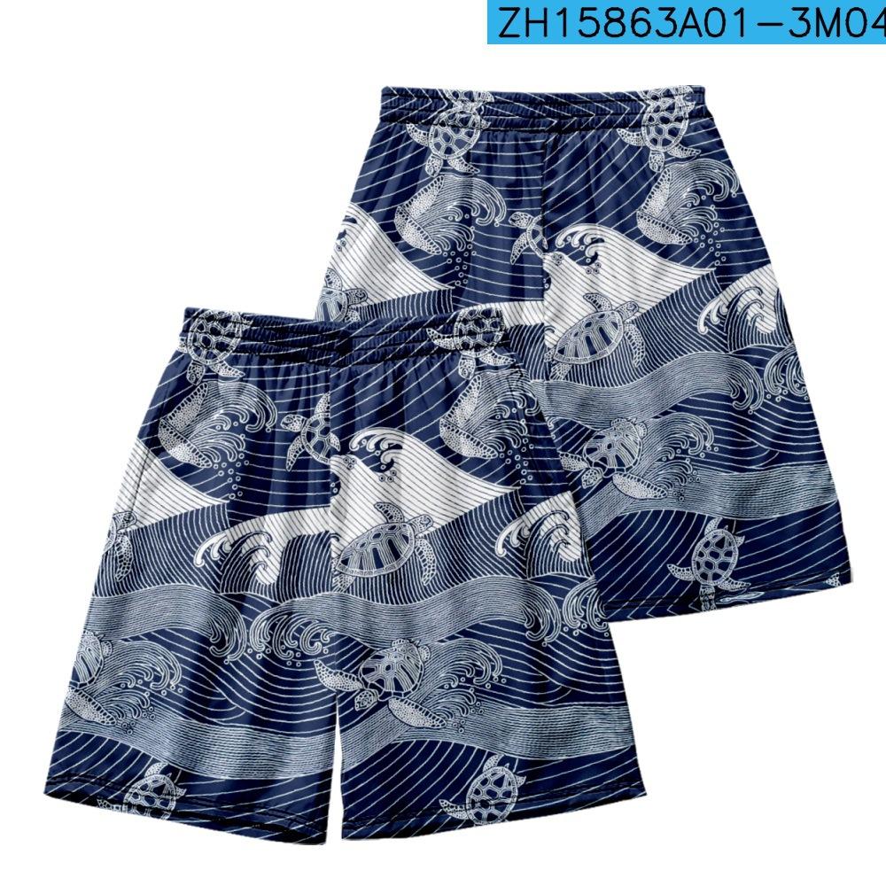 

Summer Beach Trend Style Wave Elements Home Large Size Pants Loose Casual Shorts S