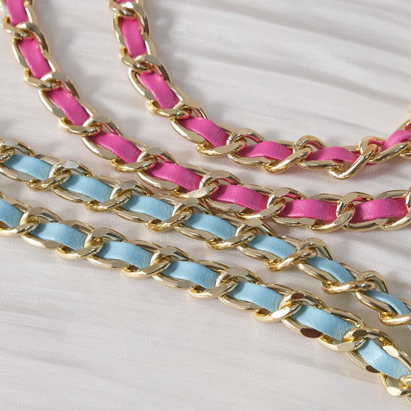 New Phone Accessory Long Cellphone Chain Anti Lost Universal Metal Leather Shoulder Neck Crossbody Phone Strap Case Holder Chain