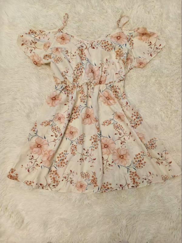 D 96626L Printed Midi Dress - Floral Mid-Length Dress 1XL