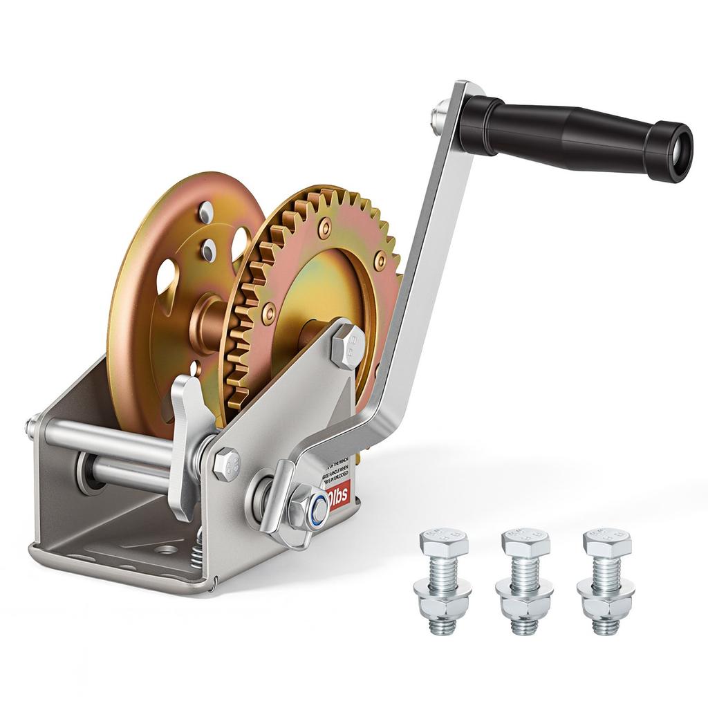 VEVOR Boat Winch, 726 kg Hand Winch, Heavy Duty Manual Rope Crank, Portable Two-Way Ratchet, 4: 1 Gear Ratio