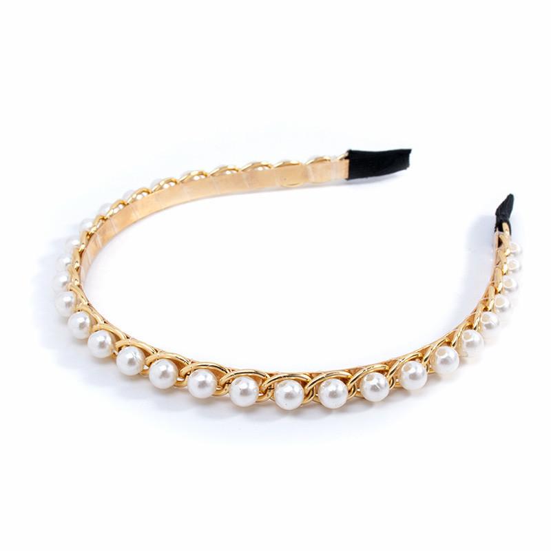 New  Acetate Chain Gold Silver Bezel Hairbands Women's Accessories Vintage Fashion Girls Headband Hoop Femme Hair Ornaments