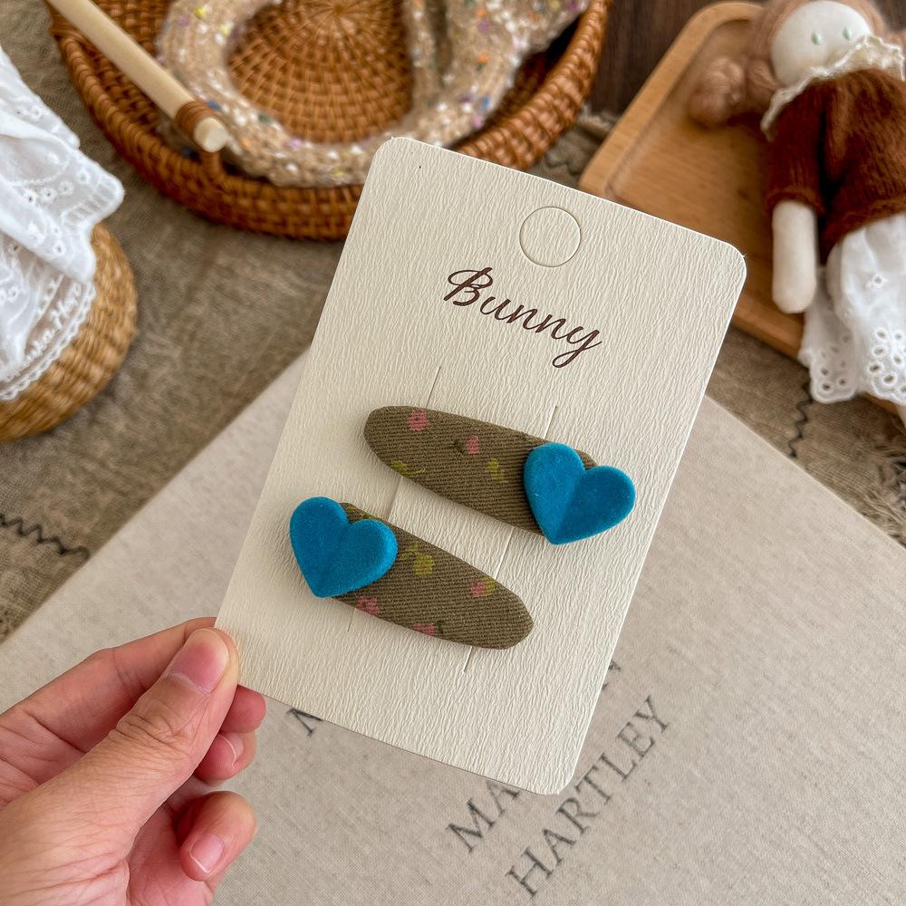 2pcs/lot Floral Love Fabric BB Clip Sweet Girl Hairpin Bangs Side Clip Children's Hair Clip Hairpin Barrettes Hair Accessories