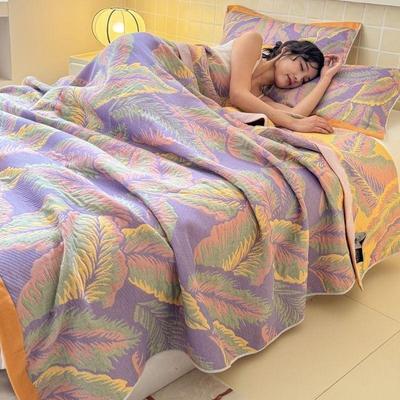 1 pz Cotone Garza a Tre Strati Asciugamano Trapunta Plaid Copriletto, Coperta Asciugamano Copriletto Trapunta Estiva Rinfrescante, Coperta Morbida Traspirante Leggera Accogliente