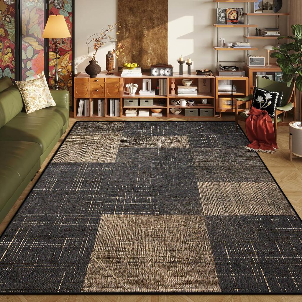 Abstract Geometric Carpets for Living Room Plush Decoration Home Retro Nordic Non-slip Floor Mat Washable Bedroom Cloakroom Rugs