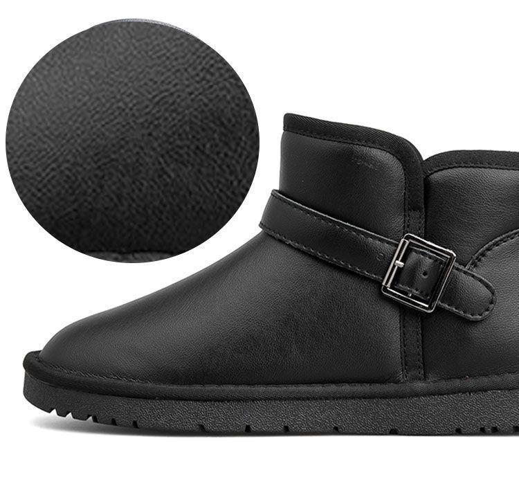 Men’s Winter Waterproof PU Leather Snow Boots with Velvet Lining, Non-Slip, Large Size