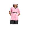 adidas Originals Ss25 Perline Jersey Vestibilità Ampia Scollo a V Manica Corta Maglia da Calcio Top da Donna Rosa Rosa Chiaro KD2272