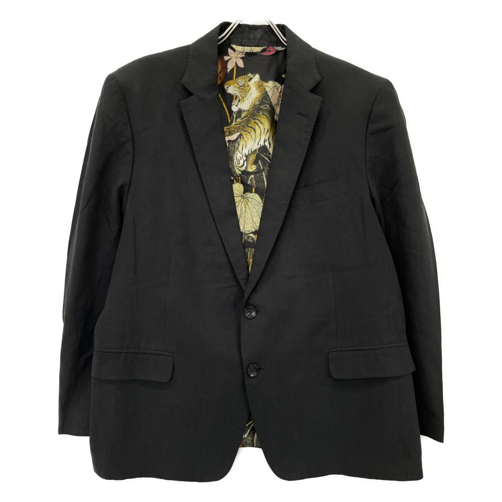 ETRO Black 2B tailored jacket with botanical tiger lining Jacket 60 blackUsed