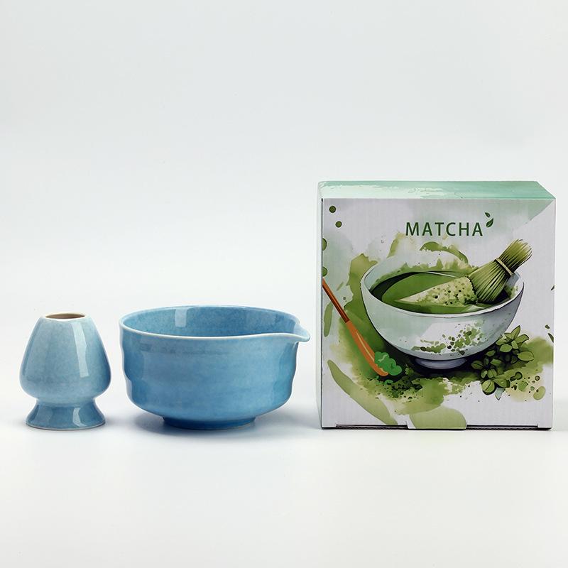 2Pcs/Set Ceramic Handmade Matcha Bowl with Spout Ceremony Tool Japanese Traditional Chawan Tea Set Accessories Matcha Gift Box