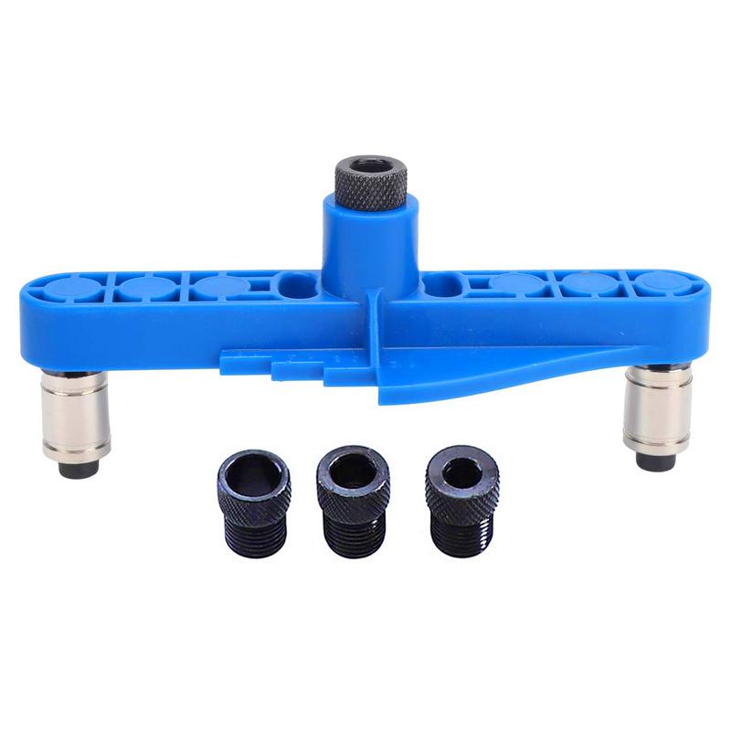 Drilling Hole Puncher Multipurpose Adjustable Dowel Jig Kit Blue Straight Hole Locator Portable Woodworking Tools for Carpenter