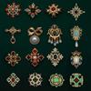 Spilla Barocca in Cristallo Vintage con Pietra Preziosa Design Geometrico Vuoto Per Regalo e Decorazione