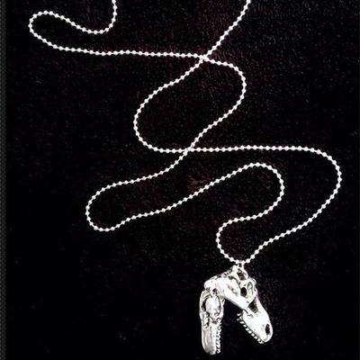 1 Piece Tyrannosaurus Rex Cyberpunk Goth Animal Teeth Skeleton Cranium Gothic Jewelry Dinosaur Skull Pendant Long Necklace