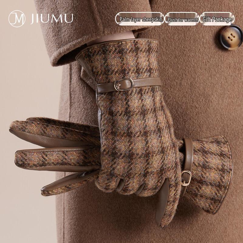 

JIUMU Women s Winter Warm Sheepskin Leather Gloves