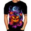 Gorąca Wyprzedaż Goth Halloween Męski T-shirt z Nadrukiem 3D Horror Joker Czaszka Okrągły Dekolt Krótki Rękaw Unisex Koszulka Top Męski Tee