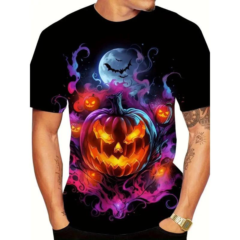 Gorąca Wyprzedaż Goth Halloween Męski T-shirt z Nadrukiem 3D Horror Joker Czaszka Okrągły Dekolt Krótki Rękaw Unisex Koszulka Top Męski Tee