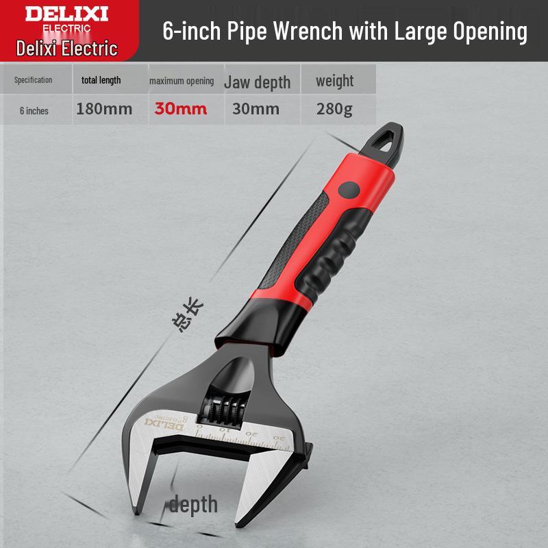 Delixi Electric Multifunctional Adjustable Open-End Wrench - 8 , 10 , 12 Short Handle for Bathroom