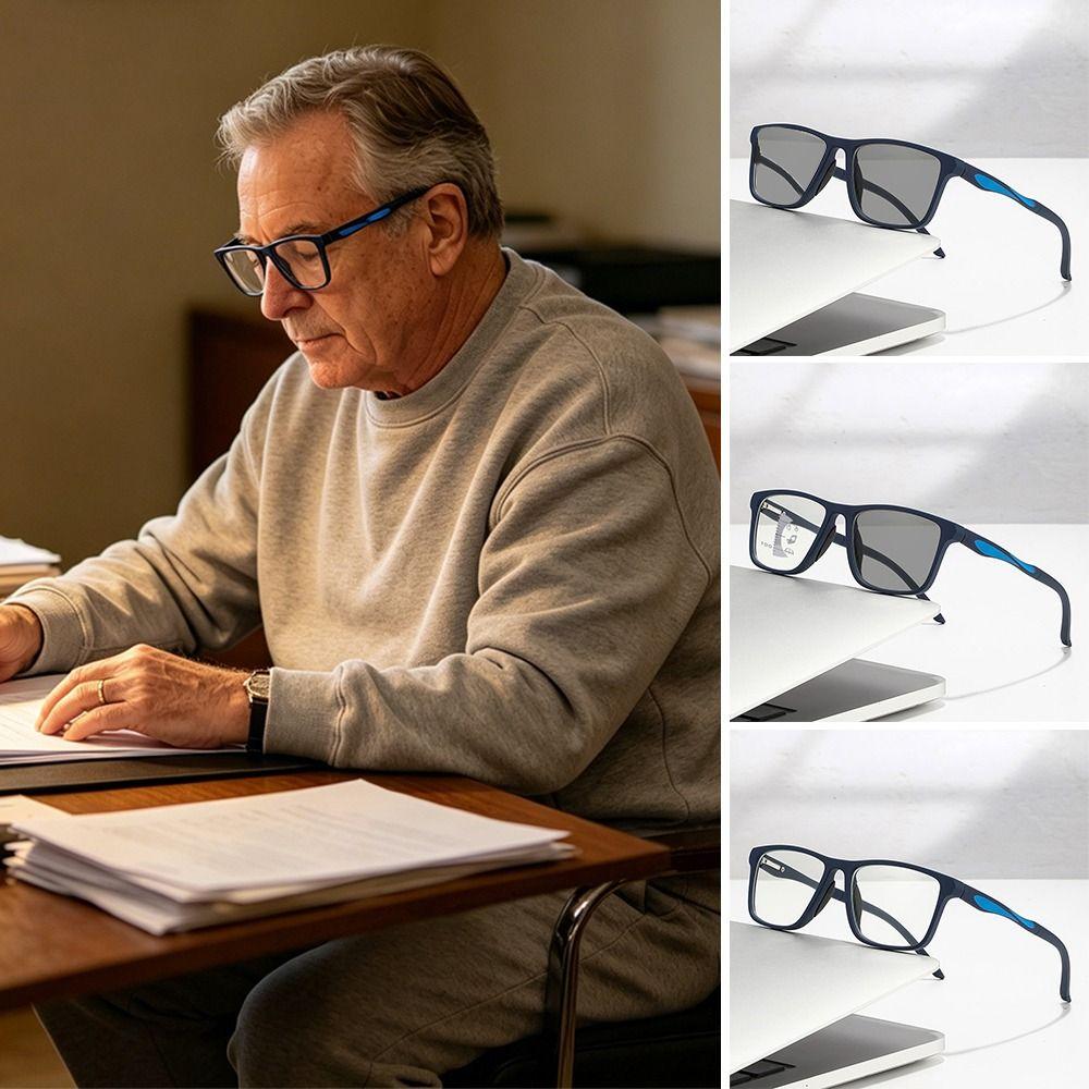 Photochromic Anti-Blue Light Reading Glasses Multifocal Optical Eyewear Men Women