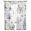 Tüllvorhang mit Meeresmotiven, Aquarell-Kreaturen, Seesterne, Oktopus, Voile, transparent, für Schlafzimmer, Wohnzimmer, durchsichtige Fenstervorhänge
