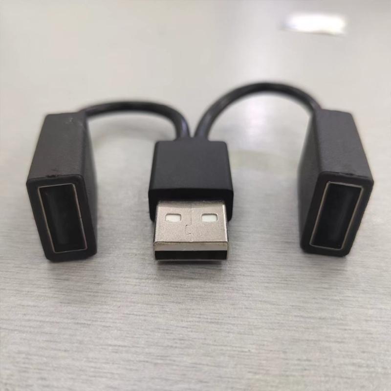 USB Splitter Cable 1 Male Plug To 2 Female Socket USB Extension Line Charging Cord Power Adapter Converter Splitter