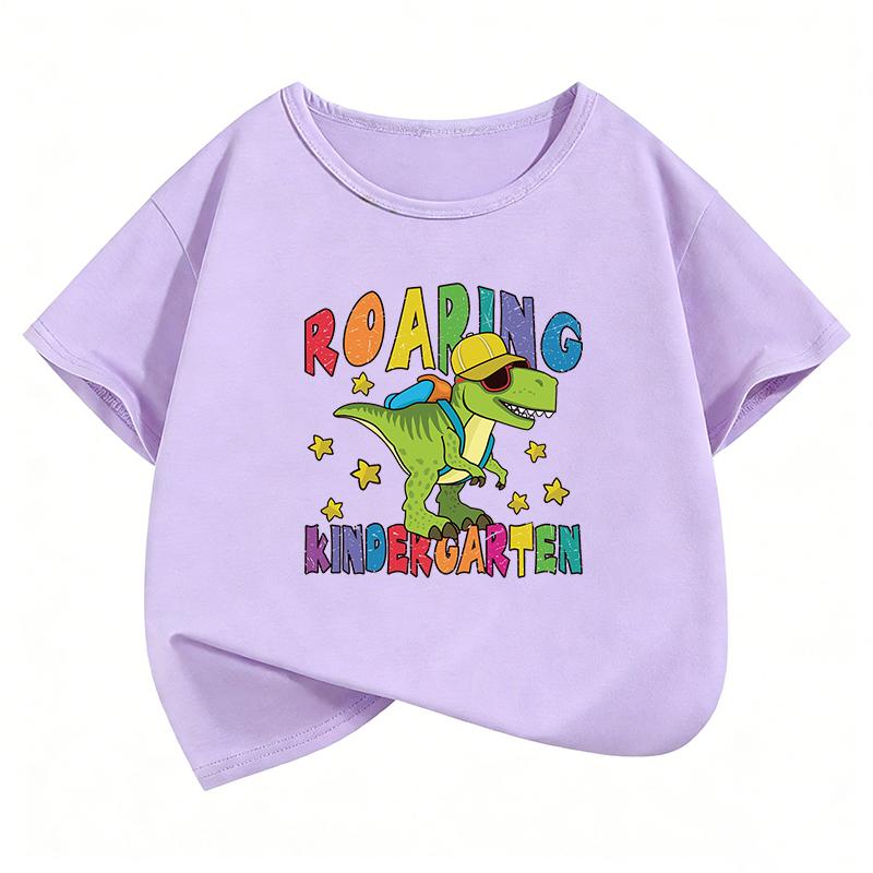 Funny Dinosaur T-Shirt Printed T Shirt Girls' Summer Clothes Short Sleeve Tops T-Shirts Cute Boys Kids Clothing