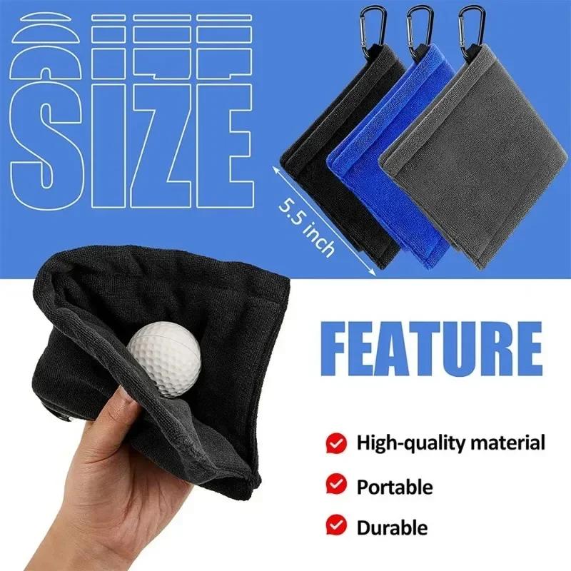 PGM Square Microfiber Golf Ball Cleaning Towel with Carabiner Hook Water Absorption Cleaner Club for Head Wipe Cloth Clean MJ002