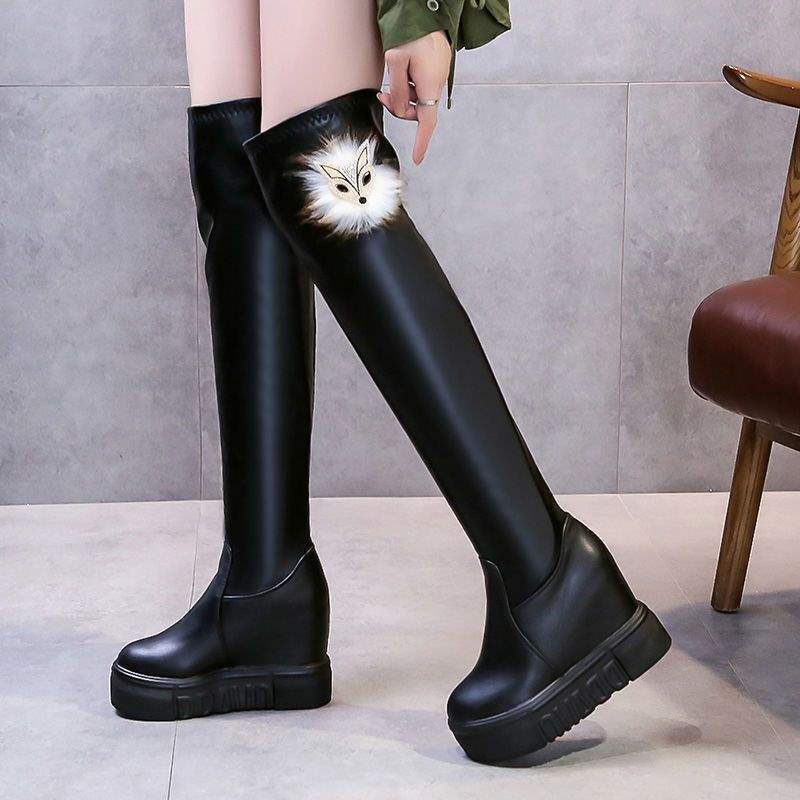 

2025 winter new inner heightening thick-soled knee boots women s versatile autumn long women s boots high boots tide 39