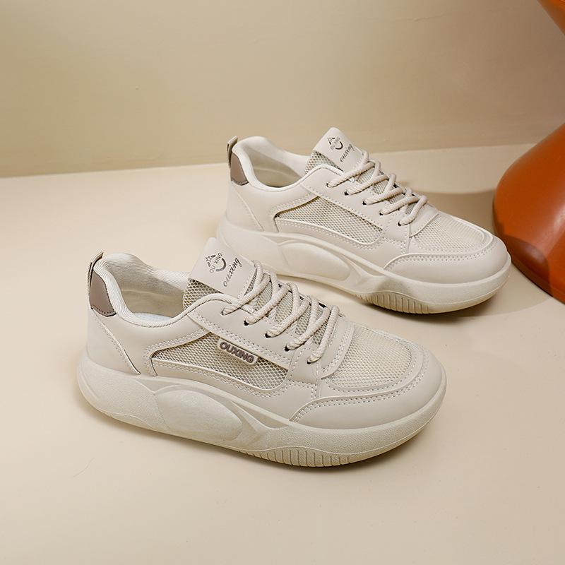 

Низкие дышащие белые туфли для женщин, весенние новые туфли Big Head Bread, повседневные кроссовки на толстой подошве для женщин 40