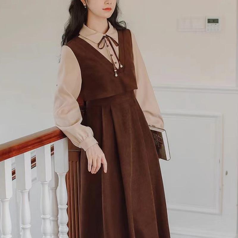 2024 Women's Autumn/Winter Waist-Hugging A-Line Polo Dress