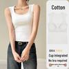 Women's Pure Cotton Camisole Tank Top with Integrated Bra Pads – Anti-Side-Boob Design, Perfect for Spring, Summer, and Autumn.