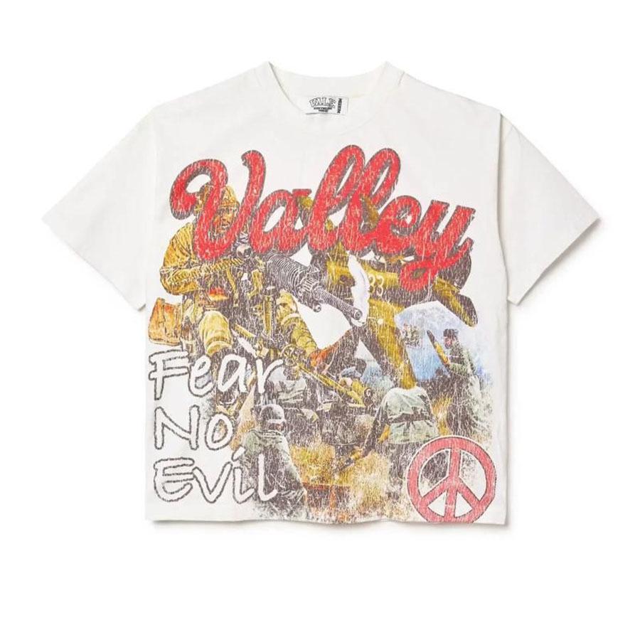 T-shirt Oversize Streetwear Retrò Americana con Stampa Scura e Effetto Usurato