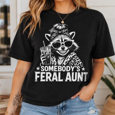 Somebody's Feral Aunt and Kids Tshirt, Funny Aunt Gift Tee, Raccoon Aunt and Kids Tshirt, Cool Aunt Birthday Gift