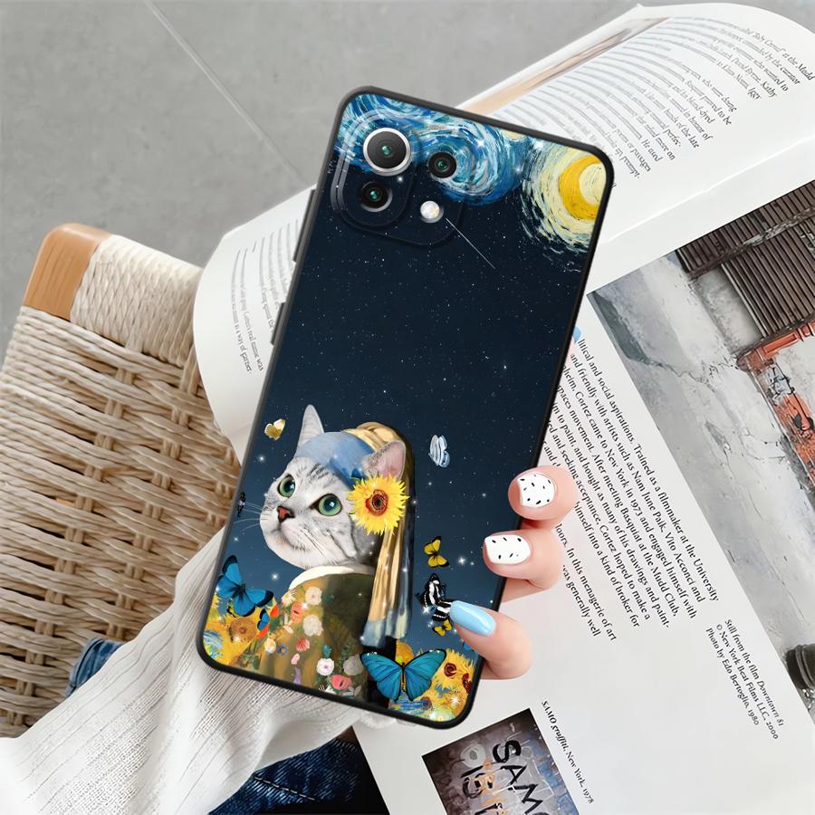 Cute Cartoon Cat Funda Phone Cover Case for Xiaomi Mi 10T 11T 12T Pro 12 11 12X 13 Lite 14