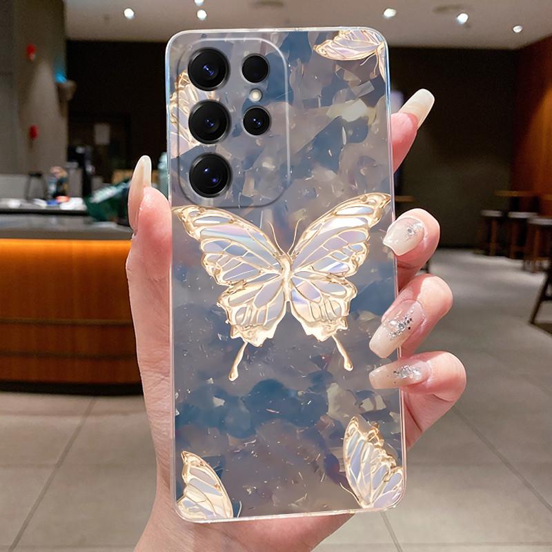 Bag Clear Case For New Hot Samsung Galaxy S26 Ultra S26 edge S 26 Plus Cover Luxury Pretty Butterfly Flower Soft TPU Phone Cases