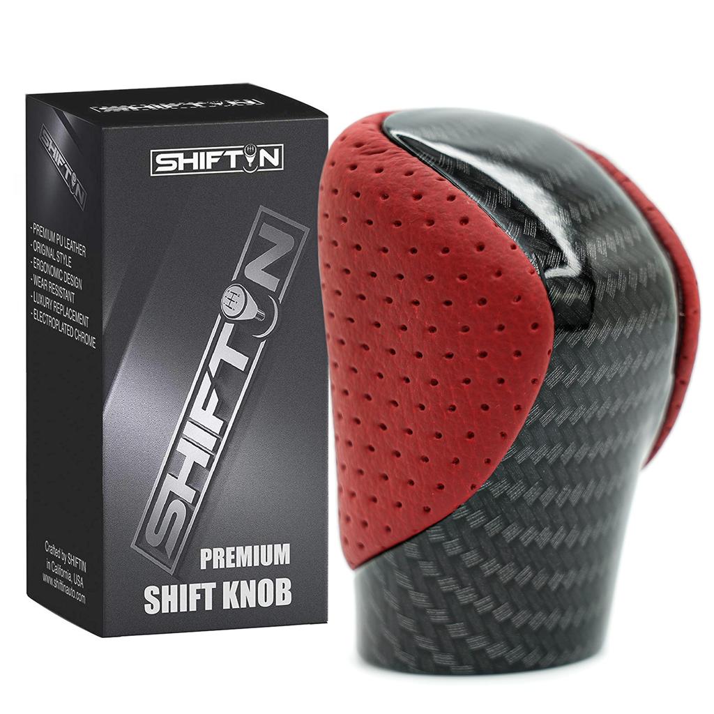 SHIFTIN Gear Shift Knob Shifter for Lexus ES GS GX NX RC RX 200t 300 350 3450h 450hL 350L Red Fiber (Circuit Leather/Carbon Pattern)