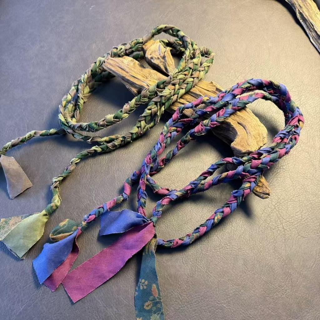 Cintura Artistica in Cotone e Lino Tessuta a Mano da Donna - Versatile, Decorazione Vita a Tre Usi.