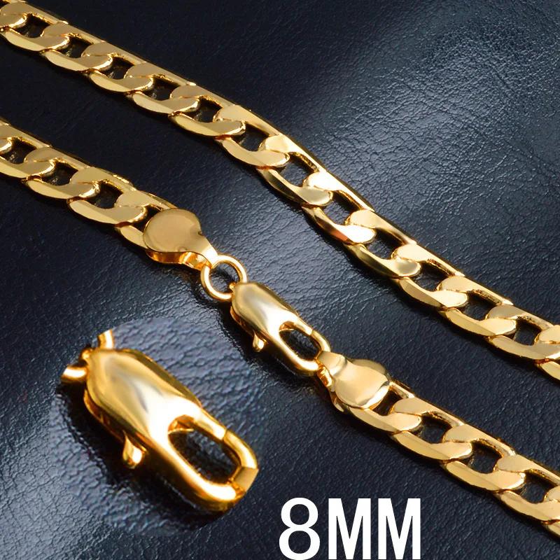 Offerta speciale Collane in oro 18K Timbro 925 Colore argento Catena classica 8MM laterale per Uomo donna Gioielli raffinati Festa di matrimonio