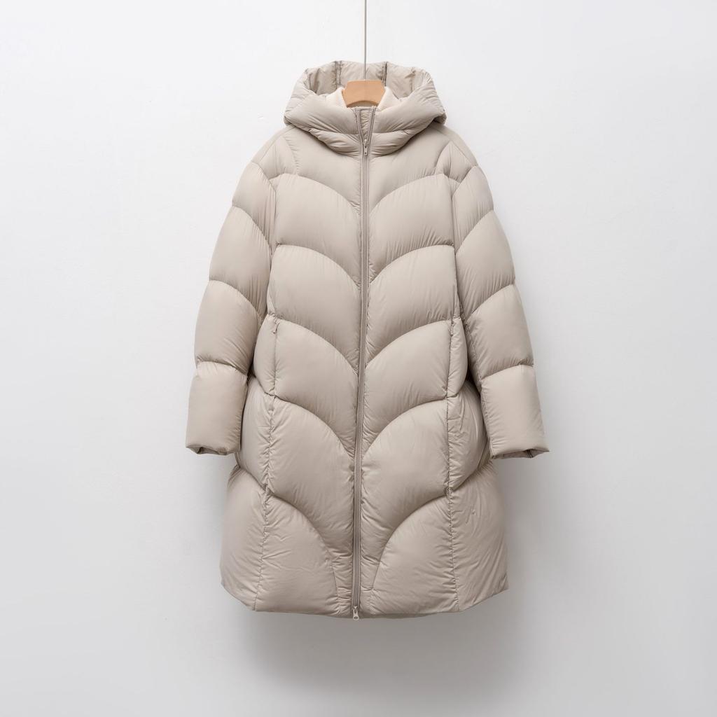 Down Soft Puff Down Women's Medium and Long New Hooded Simple Bread Jacket Thickened