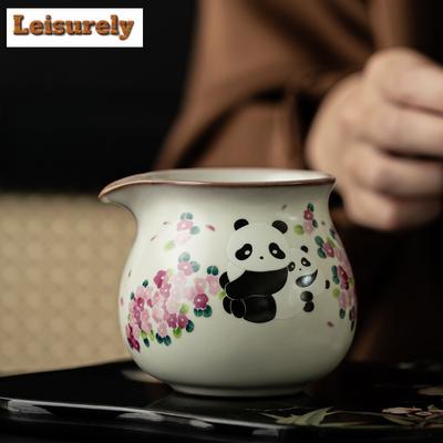 200ml Antieke Ru Oven Porseleinen Theepitje Schattige Panda Thee-scheidende Cha Hai Huishouden Rechtvaardigheidsbeker Voor Thee Koffie Accessoires