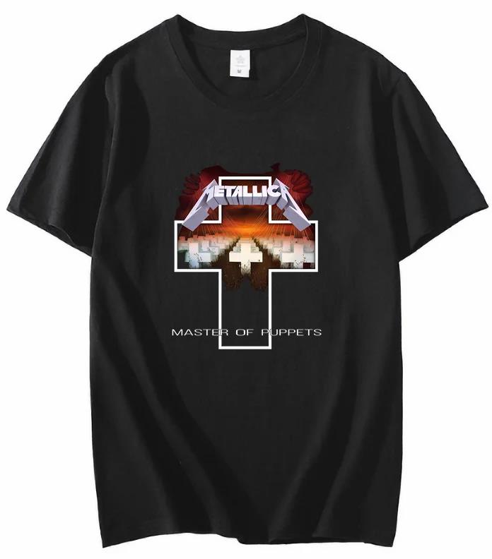 Unisex Metallic Band Retro Metal Ready Hell Tour Black T-Shirt WoUnisex Tops T-Shirt Harajuku Casual MEOWTALLICA Top Unisex