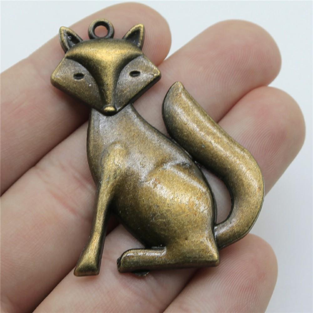 10pcs Charms Animal Fox Antique Bronze Plated Antique Silver Color Pendants DIY Crafts Making Findings Handmade Tibetan Jewelry