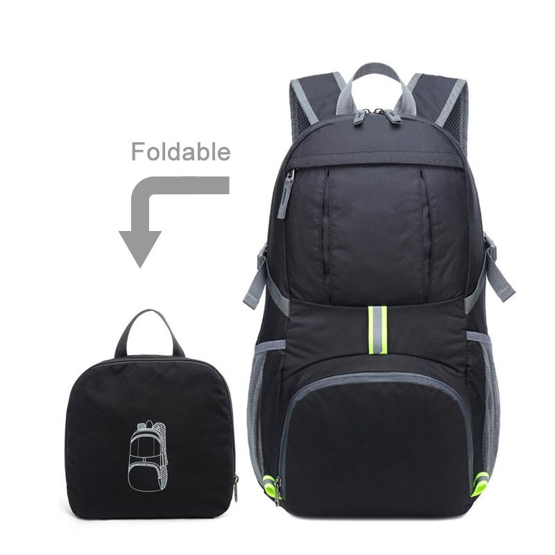 

35L Foldable Backpack Lightweight Outdoor Storage Rucksack Print Solid Camping Mountaineering Bag Waterproof Travel Backpacks чёрный