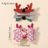 2pcs Glitter Christmas Kids Bows Hairpin for Girls Antlers Printed Fabric Ponytail Clips Christmas Holiday Prom Hair Accessories