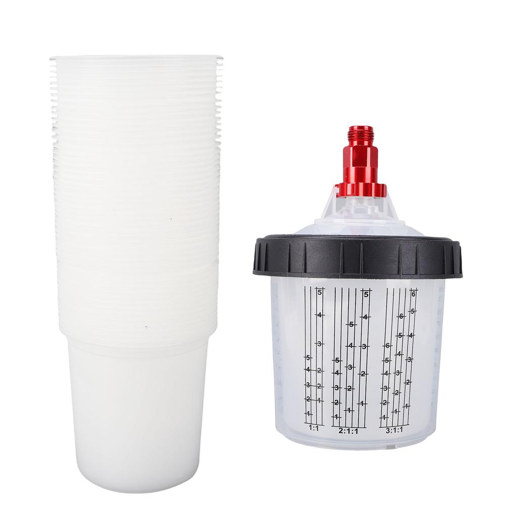 Spray Bekervormpjes en Deksel Systeem Wegwerp 50 stuks 20,3 oz Vormpjes 50 stuks Dekseltjes 1 Harde Beker 1 Bevestiging 10 Dopjes 1 Mengstaafje 2 Adapters