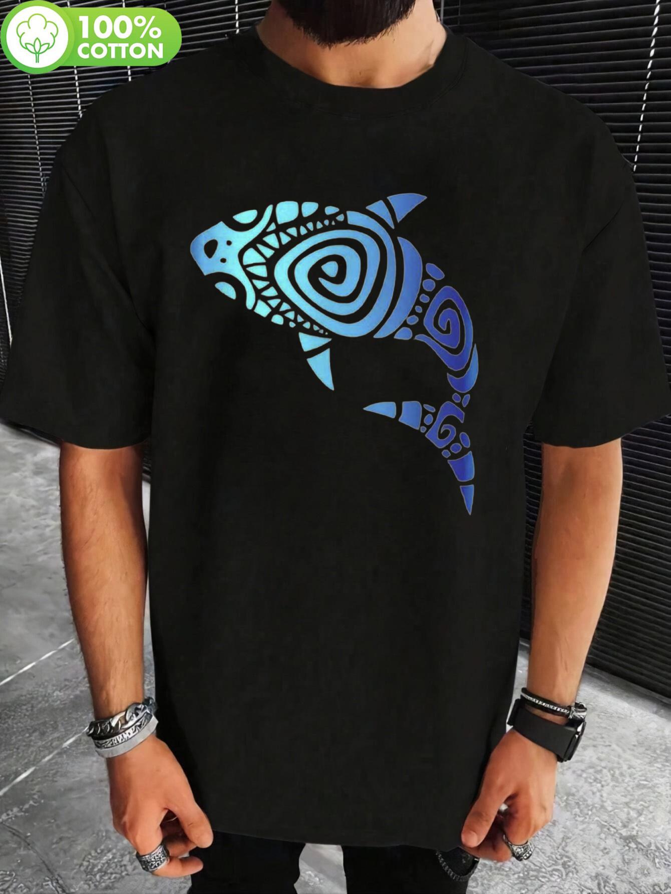 

Hawaiian Manno Tribe Shark Graphic T-shirt - 100% Cotton 180gsm Relaxed Fit Short Sleeve XXXXL