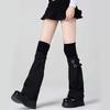Harajuku Aesthetic Solid Color Leg Warmer Long Socks for Women Punk Buckled Strap Fastener Flared Leg Sleeves Streetwear