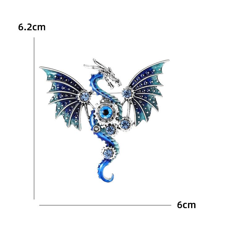 Mechanical Dragon Shaped Enamel Colored Brooch Fantasy Wing Dragon Style Retro Clothing Accessories Badge Jewelry Gift