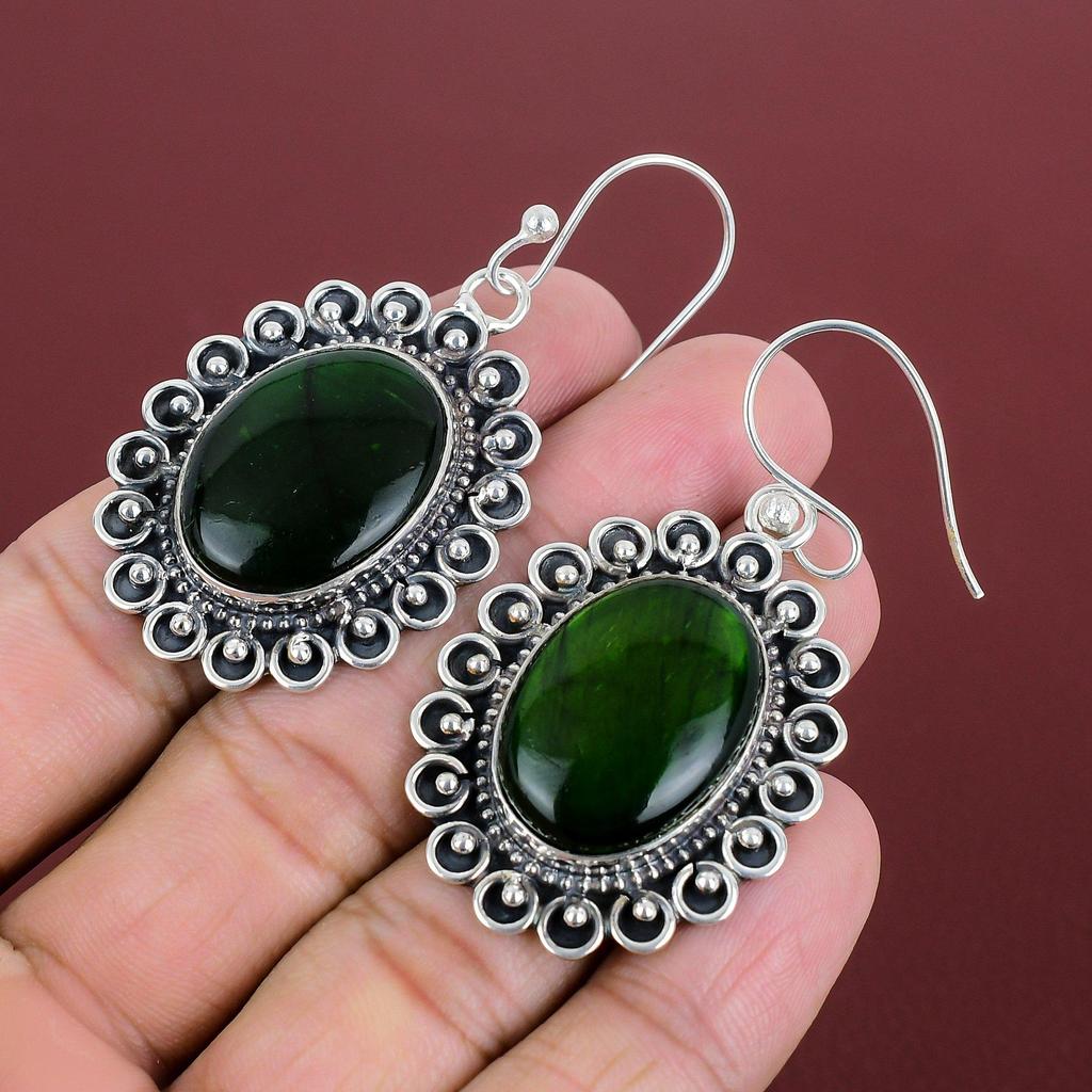 Green Fire Labradorite Earring Gemstone Earring Antique Jewelry 925 Sterling Silver Earring Handmade Jewelry Gift For Friend Stylish Earring